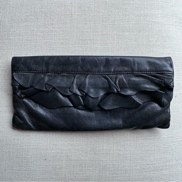 HOBO Handbags - Black Hobo Clutch with ruffle details